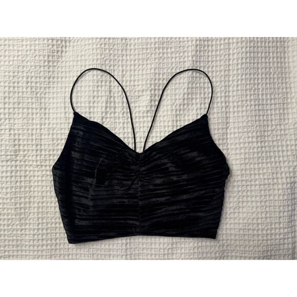 wild fable Tops - Black Velvet Crop Top Wild Fable Size XS Spaghetti Strap Holiday Fancy Party